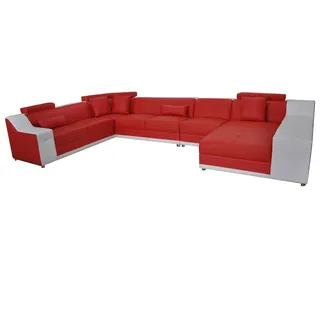JVmoebel Wohnlandschaft Luxuriöses Ecksofa aus Leder in Rot und Weiß mit Boxspring-Technologie, Made in Europa rot