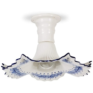 Helios Leuchten 107163 Deckenlampe Keramik weiß - blau | Deckenleuchte Keramiklampe | handbemalte Keramikleuchte | Küchenlampe 1 x E27