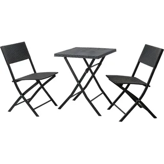 Svita Bistro-Set Balkonset Klappmöbel Stuhl Tisch Gartenmöbel Schwarz