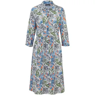 GOLDNER Blusenkleid mit Hemdkragen Sommerkleid Blau/Orange 42