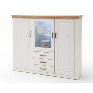 MCA furniture Vitrine Highboard II Brixen, Landhaus modern, Pinie Aurelio / Grandson Oak weiß