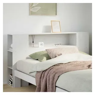 vidaXL Kopfteil mit Stauraum Weiß 140 cm Massivholz Kiefer