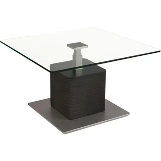 Venda Couchtisch, Anthrazit, Silber, Kunststoff, Glas, Holzwerkstoff, quadratisch, Bodenplatte, Sockel, 80x47-65x80 cm, höhenverstellbar, Wohnzimmer, Wohnzimmertische, Couchtische, Couchtische Glas