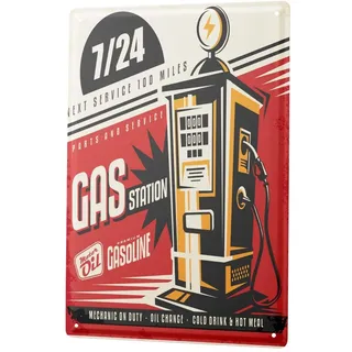 Blechschild Vintage Retro Metallschild Wandschild Blech Poster Nostalgie Auto Retro Tankstelle 24