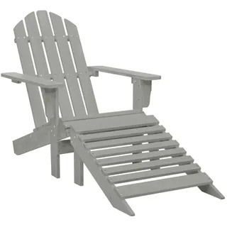 furnicato Gartenstuhl Vintage mit Fußstütze aus Massivholz, 70x153x88 cm, Grau (1 St) grau