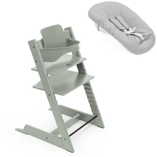 Stokke Tripp Trapp Hochstuhl mit Neugeborenen Aufsatz, Glacier Green | Ab Geburt mit Aufsatz, ab 6 Monaten mit Baby Sitz, mitwachsend bis ins Erwachsenenalter, verstellbares & ergonomisches Design