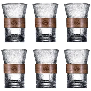 OyaYung Latte Macchiato Gläser Set - Matcha gläser - Cocktailgläser - Eiskaffee gläser - 6 x 280ml - mit Verbrühschutz Bambusring für Latte Macchiato Matcha Cocktail Milch Spülmaschinenfes(Eisberg)