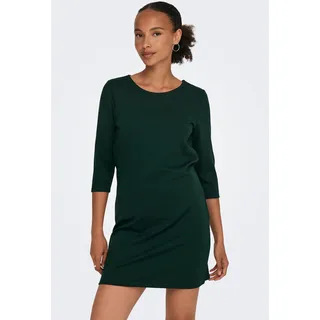 Jerseykleid ONLY "ONLBRILLIANT 3/4 DRESS", Damen, Gr. S, N-Gr, grün (pine grove), Jersey, Obermaterial: 82% Polyester, 13% Viskose, 5% Elasthan, unifarben, Midi, Rundhals, Kleider Jerseykleid, Sommerkleid