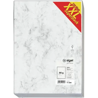 Sigel Marmor-Papier A4, 90 g-qm, Feinpapier grau, beidseitig marmoriert T1080,