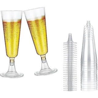 ACONDE 20 Stück Sektgläser Plastik, 150 ml Plastik Sektgläser, Champagnerflöten aus Kunststoff Wiederverwendbar, für Partys, Hochzeiten