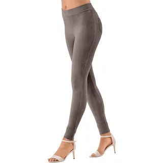 Leggings LASCANA Gr. 44/46, N-Gr, grau (stone) Damen Hosen Leggings aus weichem Material in Cord-Optik, Loungewear