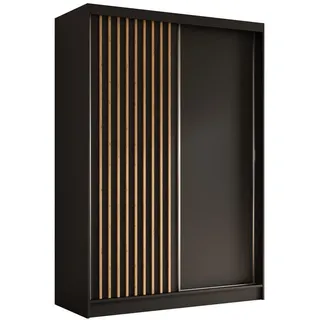 altdecor Schiebetürenschrank Labelo 150 x 216 x 61 cm Schwarz/Eiche
