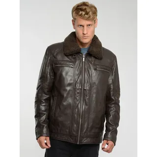 Lederjacke JCC "3102238", Herren, Gr. 52, braun (schwarz braun), Obermaterial: 100% Lammleder. Innenfutter oben: 100% Polyester. Innenfutter unten: 100% Baumwolle. Ärmelfutter: 100% Polyester. Wattierung: 100% Polyester. Kunstfellkragen: 100% Polyester, Jacken