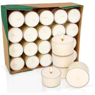 Wiseware Teelichter - 80 Stück Teelichte Ø 3,8 cm Höhe 2,4cm - Nachhaltige Kerzen aus 100% Rapswachs - Ideal für Gastronomie, Outdoor, Deko, Weihnachten, Windlichter und Stövchen