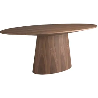 Angel Cerdá - Küchentisch modern Oval aus Nussbaum-Massivholz Natur | Feste Platte Restaurierbar | Elegant und Sophistiziert | Für bis zu 8 Personen | 220 x 110 x 76 cm