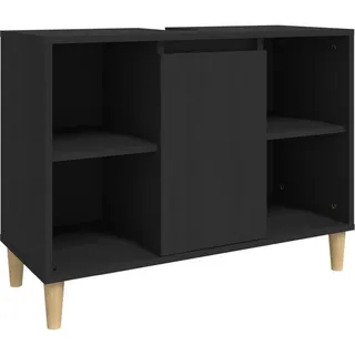 vidaXL Waschbeckenunterschrank Schwarz 80x33x60 cm Holzwerkstoff