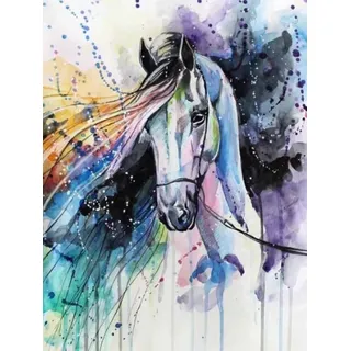 Ikonka Malen nach Zahlen Diamant Malerei Mosaik Pferd 30x40cm- DIY Malen nach Zahlen Kit (5d Diamond Painting DIY Set, 5d Diamond Painting Komplett Set), Kreativität fördern, Stress abbauen, einzigartige Dekoration