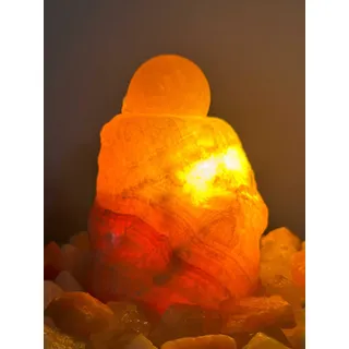 Kugelbrunnen Salonica Orangencalcit mit Beleuchtung (Schalenfarbe: Weiß)