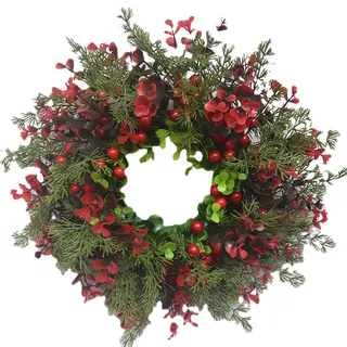 Künstlicher Weihnachtskranz Mit Roten Beeren Und Eukalyptus, Wanddekoration Für Das Wohnzimmer