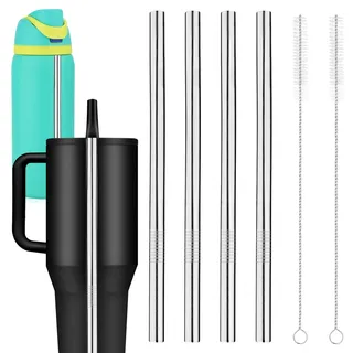 Ersatz-Trinkhalme aus Metall für Hydrojug Traveler, 1,2 l, mit 2 Strohhalm-Reinigern, Edelstahl, wiederverwendbar, kompatibel mit Hydrojug-Bechern, 4 Stück