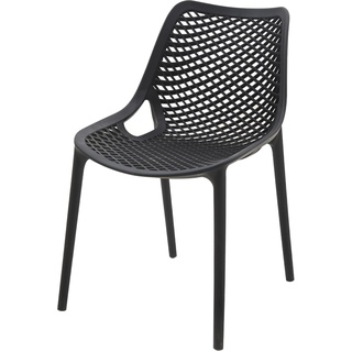 Cribel Set mit 4 Stühlen Braga Plus aus schwarzem Polypropylen, stapelbar, für Innen-und Außenbereich, Terrasse und Garten, 51x56x82