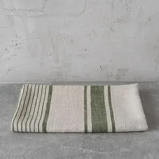 LinenMe Provence Badetuch Leinen 100% - 65x130 cm, Leinentuch, Saunatuch, Handtuch, Duschtuch - Saunahandtuch Damen und Herren - Handtücher Natürliche in Forest Green Natur