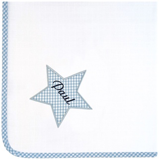 Personalisiertes Spucktuch Stern Hellblau (Stickfarbe: Dunkelblau)