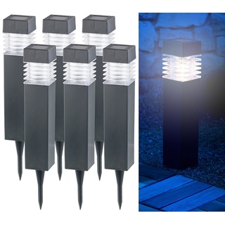 Lunartec LED Gartenleuchte: 6er-Set moderne Solar-LED-Wegeleuchten mit Dämmerungs-Sensor (Mini Solarleuchten, Solarlampen Sets, Standleuchte)