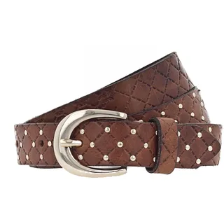 b.belt Gürtel Lilou Gold Leder-Nietengürtel W75 Cognac