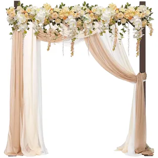 PlusFive Hochzeitsbogen Holz, 2,28m Quadratischer Hochzeitsbogen Gestell, Groß Traubogen Hochzeit, Wedding Arch für Klassisch-Rustikale Hochzeitsdekoration, Rosenbögen, Gartenbögen & Gartendekoration