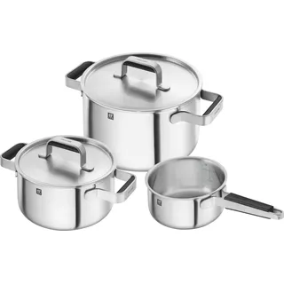 Pure Topfset mit Stieltopf und 2 Deckeln, Edelstahl, 5-teilig
