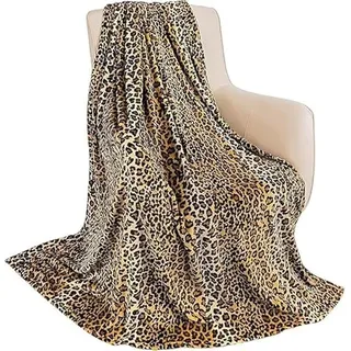 Decke 150x200 cm Gelber Leoparden-Print Kuschelige Wolldecke Flauschig Weich Warm Plüsch Wohndecke 3D Tagesdecke Decke für Bett Dicke Sofa Wohndecke Geschenke für Frauen Männer (150X200 cm)