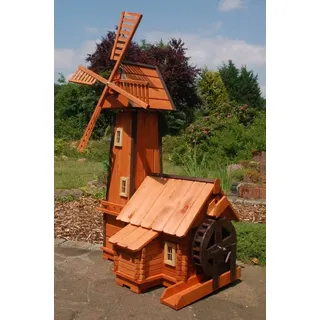 DSH DEKO SHOP HANNUSCH Gartenfigur Windmühle mit integrierter Wassermühle, kombinierte Wind- und Wassermühle