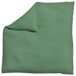 Schlafgut Bettdeckenbezug Woven Satin, Grün, Textil, Uni, 200x200 cm, Textiles Vertrauen - Oeko-Tex®, AZO-frei, Bsci, Oeko-Tex® Standard 100, pflegeleicht, atmungsaktiv, bügelleicht, schadstoffgeprüft, weiche und anschmiegsame Oberfläche, dicht gewebtes Garn, Schlaftextilien, Bettwäsche, Bettwäsche, Makosatin-Bettwäsche