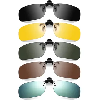 Utensilsto 5 Stück Polarisierte Sonnenbrille Clip, Polarisationsbrille Clip | Clip on Polarisiert Flip up Clip on Sonnenbrille zum Aufstecken Damen und Herren, Sonnenbrillen Aufsatz Brille