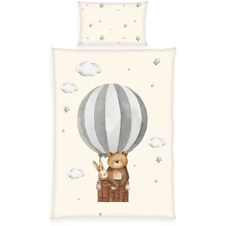 Herding Klaus Hering 2485293063 - babybest® Bettwäsche, Ballonfahrt, Made in Green, 40x60+100x135 cm
