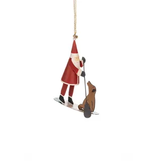 Shoeless Joe Weihnachtsbaumschmuck Weihnachtsmann und Hund auf Surfbrett