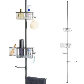 bremermann Teleskopregal Badregal ausziehbar bis max. 290 cm aus Metall grau 34,5 cm x 290 cm x 34,5 cm