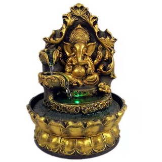 Ganesha Statuen Zimmerbrunnen, Elefanten-Buddah Statut Tischbrunnen mit rollender Kugel, Zen-Brunnen für Zuhause, Büro, Schlafzimmer, Schreibtischdekoration (Stil 1)