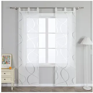 Joyswahl Schiebegardine (2 St), Schlaufen, transparent, Voile Flächenvorhänge Schiebevorhang Schlaufenschals, Ausbrenner weiß 57 cm x 175 cm