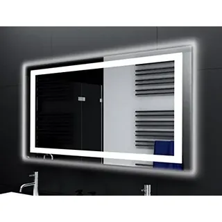 SARAR Badspiegel Spiegel Badezimmerspiegel mit schmaler rundum LED-Beleuchtung 100x70 cm Made in Germany Wandspiegel Mirror Spiegel Bad mit Licht auf Maß Designo MA4113