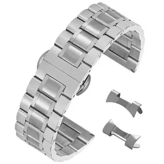 AUTULET Atemberaubendes Ersatz-Uhrenarmband aus gebürstetem Edelstahl mit geradem gebogenem Ende