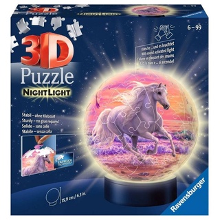 Ravensburger 3D-Puzzle »72 Teile Ravensburger 3D Puzzle Ball Nachtlicht Pferde am Strand 11843«, 72 Puzzleteile