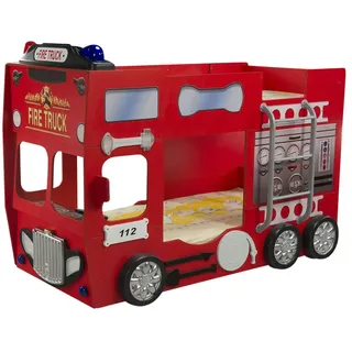 Autobett  Feuerwehr , rot , Maße (cm): B: 116 H: 146 T: 207