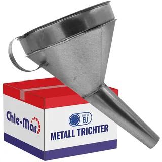 Chle-Mar - Benzin Metall Trichter mit Sieb | Öltrichter Auto & Kfz Einfülltrichter Groß | Robuster Metalltrichter mit Griff | Für Benzin, Motoröl & Technische Flüssigkeiten | Großer Öl Trichter Adblue