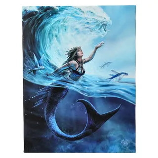 Figuren Shop GmbH Leinwand Kleine Leinwand Meerjungfrau - Wasser Magierin - Fantasy Wandbild Deko bunt