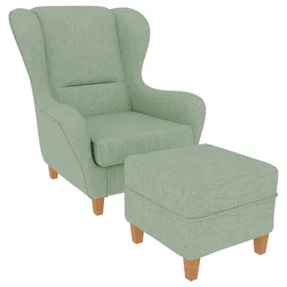 Supellex Ohrensessel Sofia Polyester 70 x 100 x 80 cm Mint mit Hocker