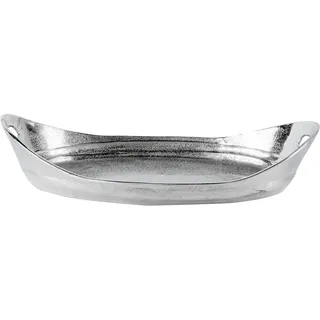 MichaelNoll Tablett - Servierbrett Aluminium Silber - Serviertablett Metall Silbertablett Dekotablett - Deko Dekoration für Wohnzimmer, Esszimmer oder Küche - 56 cm