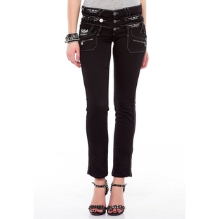 Cipo & Baxx Slim-fit-Jeans mit modischem Dreifach-Bund in Slim Fit schwarz 25