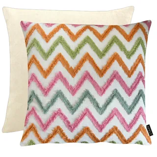Dekokissen APELT "Ravenna", natur, rose, grün, bestickt, B:46cm H:0,5cm L:46cm, Bezug: 75% Polyester, 25% Baumwolle, Dekokissen_Sitzkissen_Kissenhüllen, Samtabseite